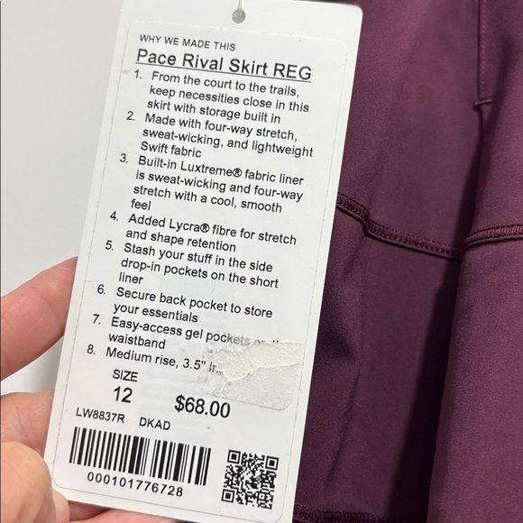 lululemon athletica Plum Pace Rival Skirt - Picture 2 of 8